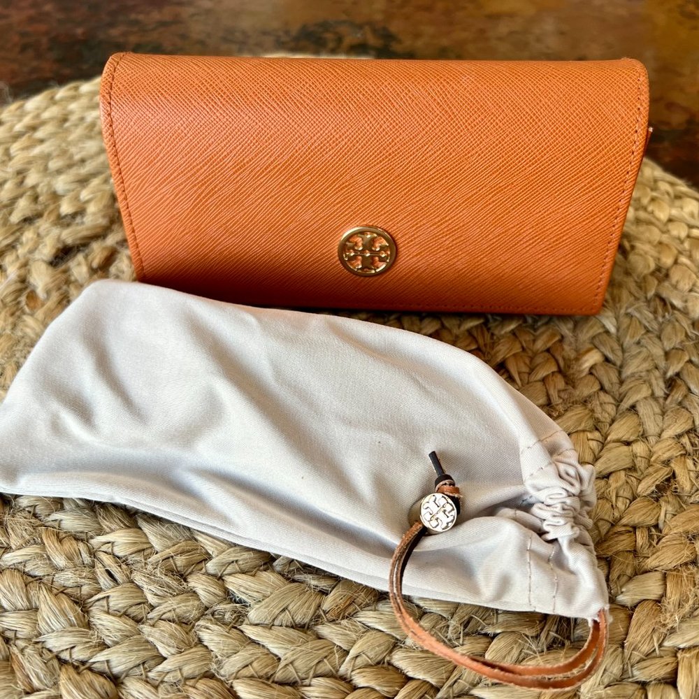 PRICE IS FIRM!  Designer Tory Burch Orange Sunglass Case ONLY